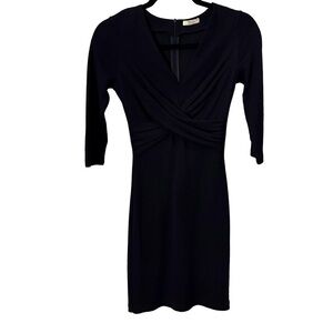 Peserico Italy black Dress Crisscross Front Wool Linen Viscose Sz US 6 EU 38